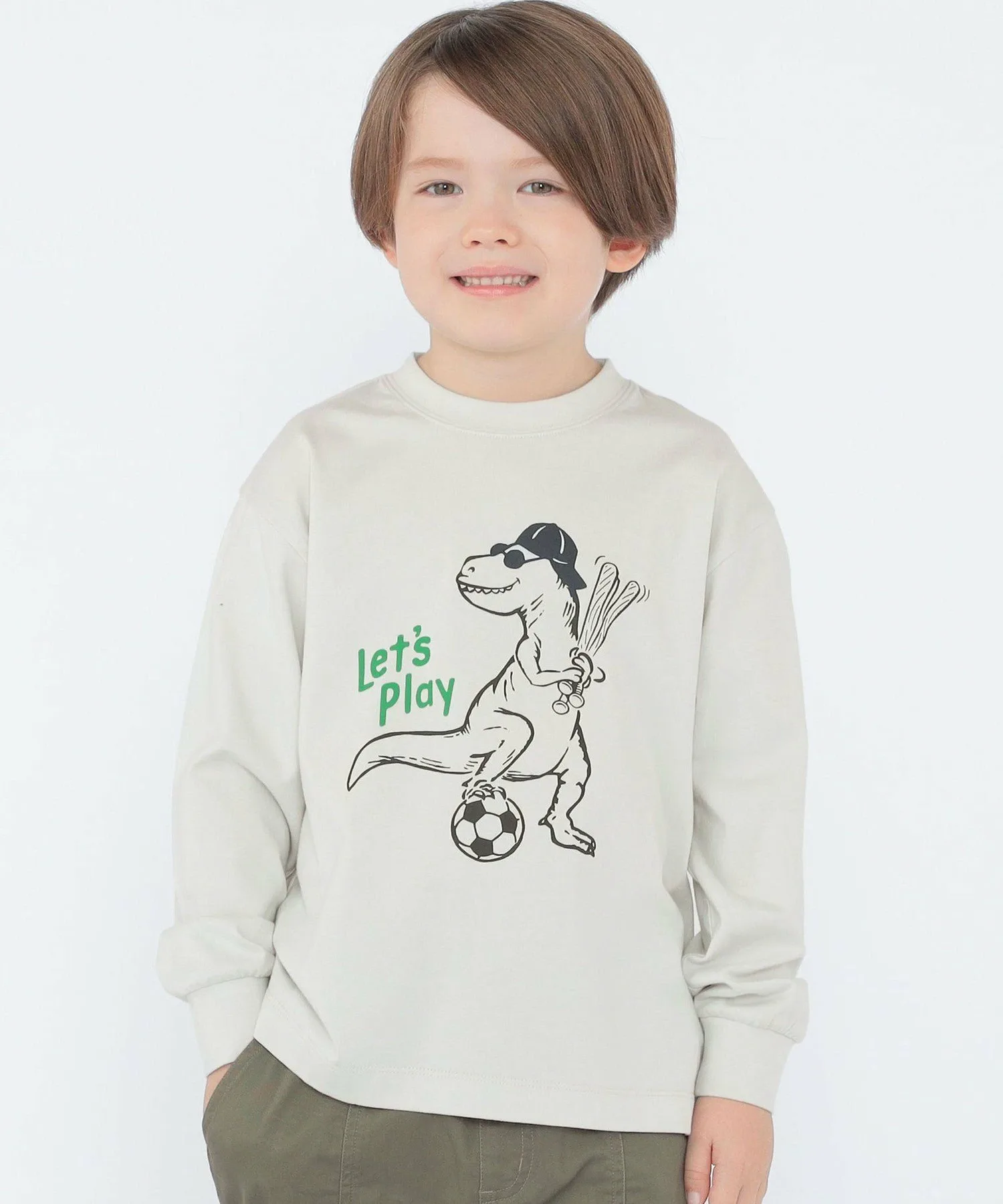 ARCH&LINE: 100~130 см / Футболка с длинным рукавом с динозаврами SHIPS KIDS, Top Gray — фото 3