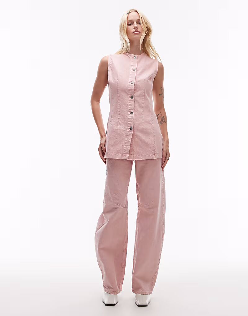 

Джинсы Barrel средней посадки розового цвета Topshop