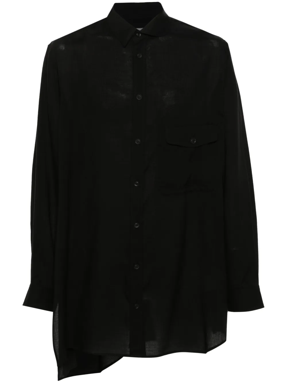 

Поплиновая рубашка асимметричного кроя Yohji Yamamoto, черный