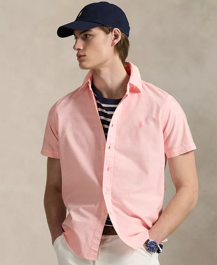 

Мужская классическая оксфордская рубашка с минеральной окраской Polo Ralph Lauren, розовый