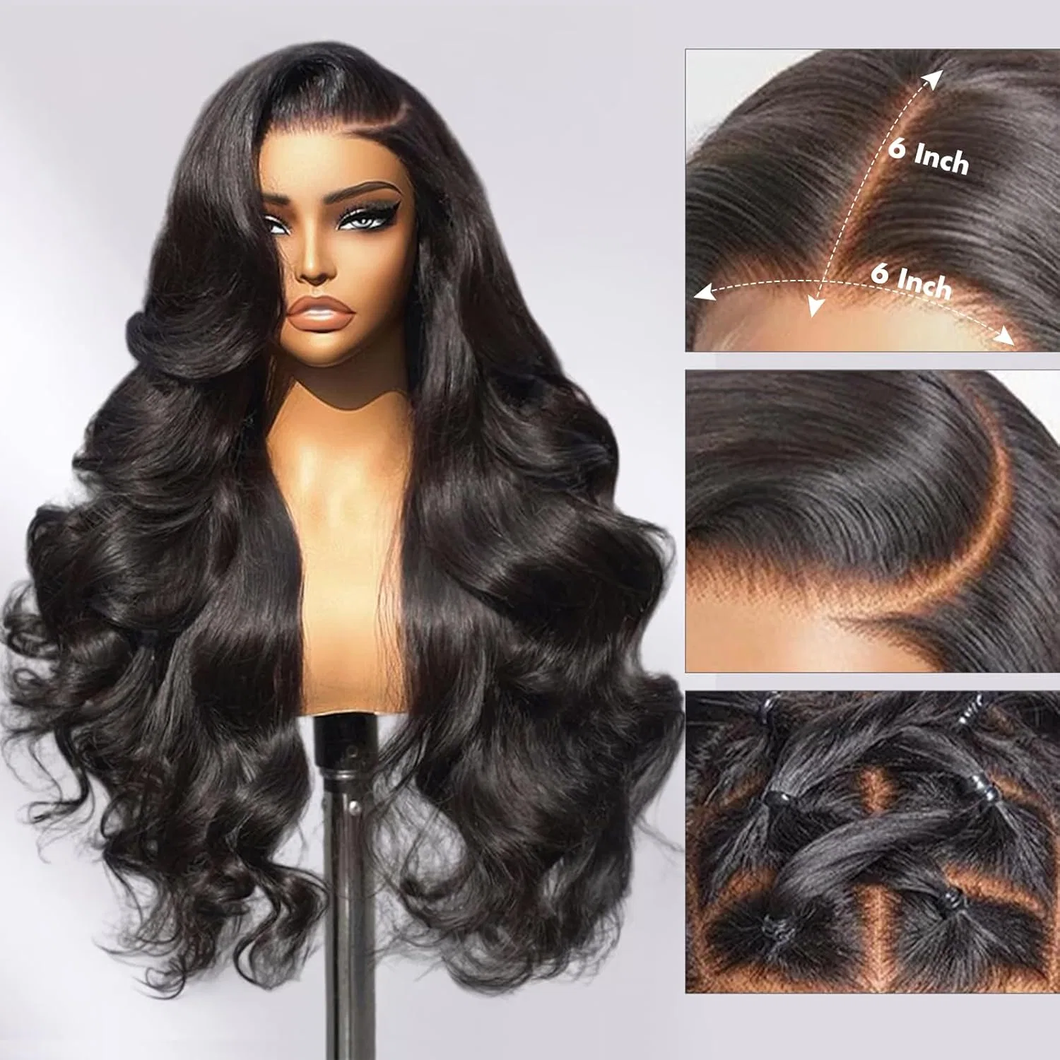 Женский парик «Body Wave» из натуральных бразильских волос, 61 см Smilenice — фото 2