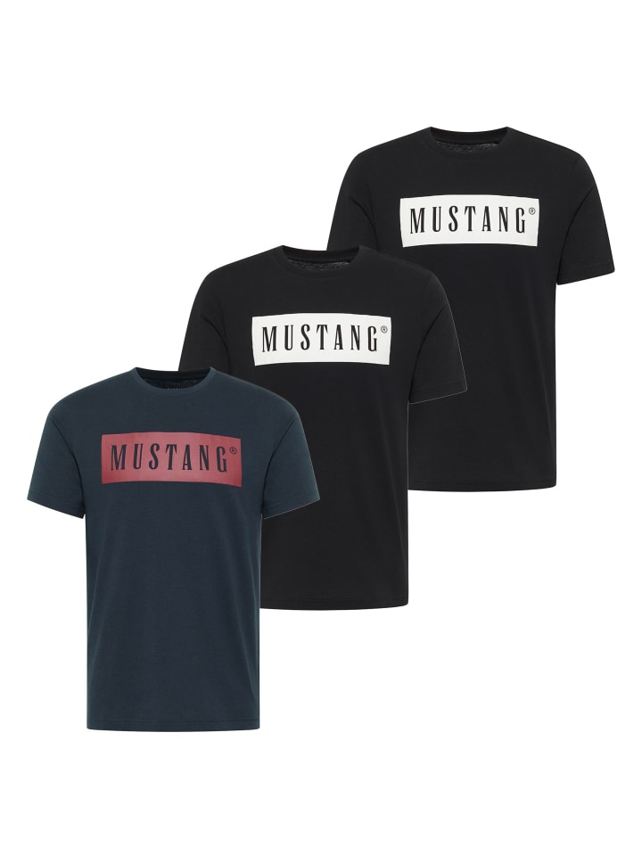 

Mustang Набор из 3 футболок, 2 штуки черного/темно-синего цвета
