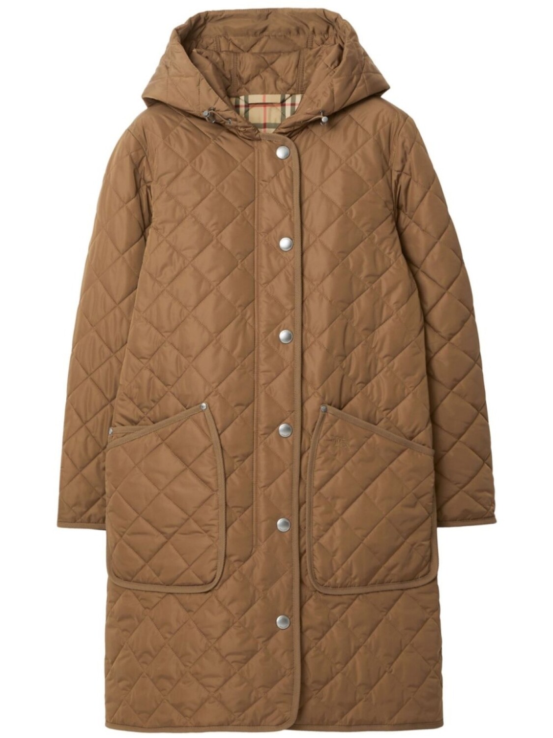 

Стеганое пальто с капюшоном Burberry, коричневый