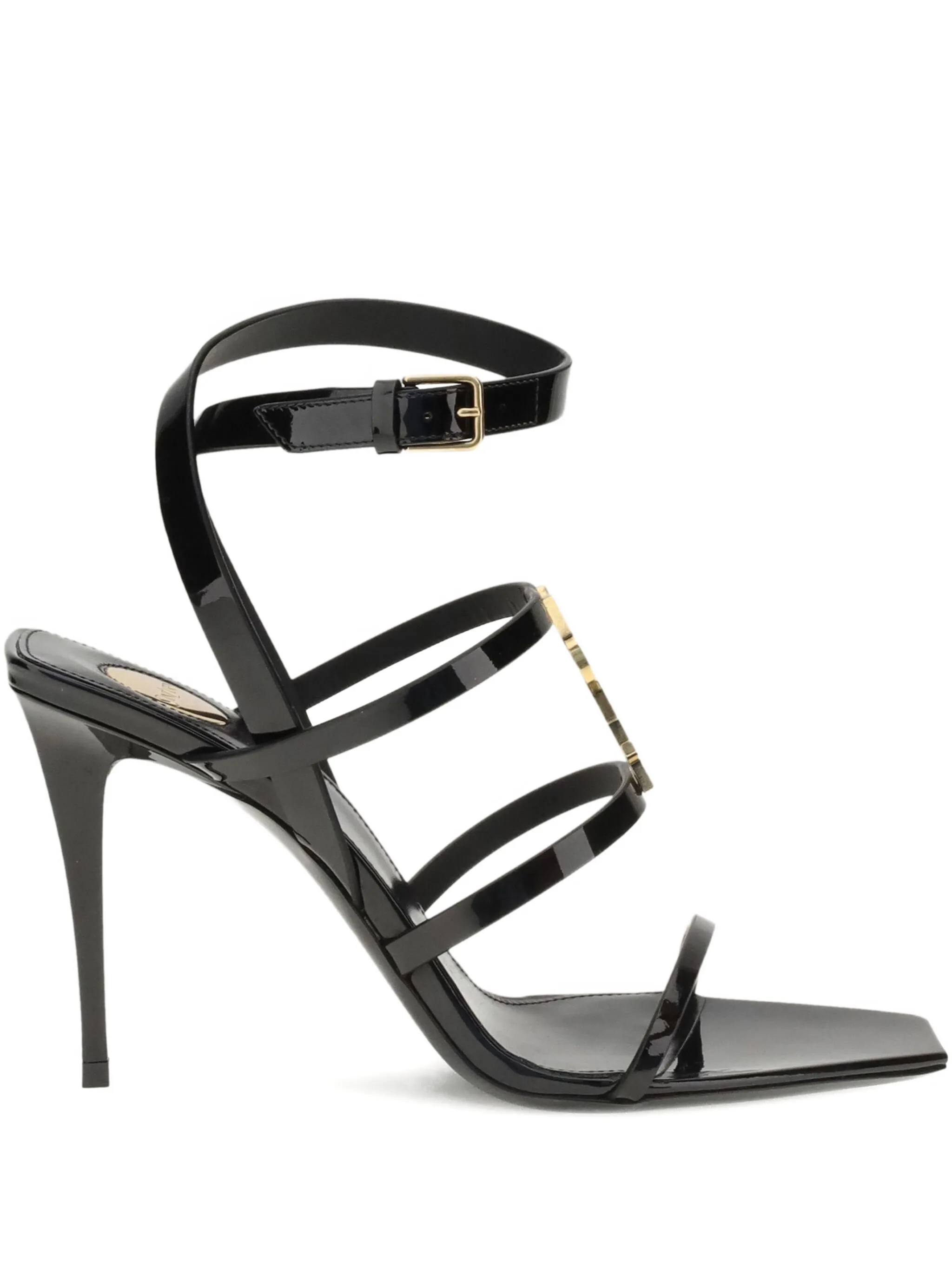 Босоножки Cassandra 90 с логотипом Saint Laurent, черный