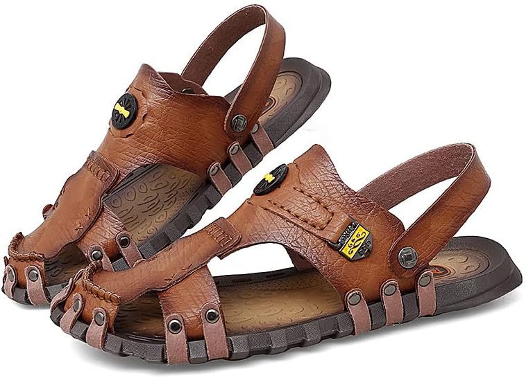 

Мужские кроссовки для походов и прогулок, спортивные, повседневные кожаные сандалии, дышащие, легкие пляжные туфли Generic, коричневый