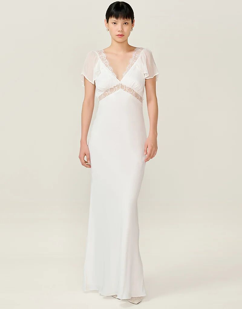 

Платье макси Omnes Dresses с кружевной отделкой цвета слоновой кости