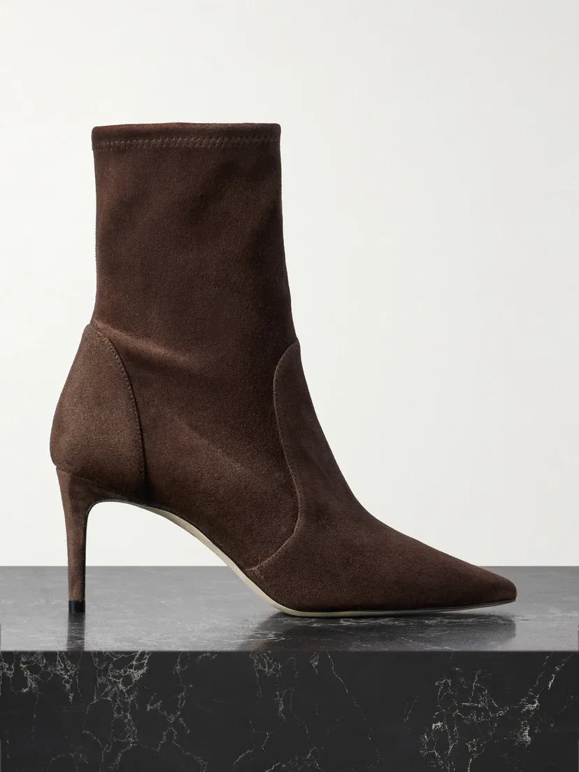 Сапоги-ботильоны Stuart Power из замши Stuart Weitzman, коричневый