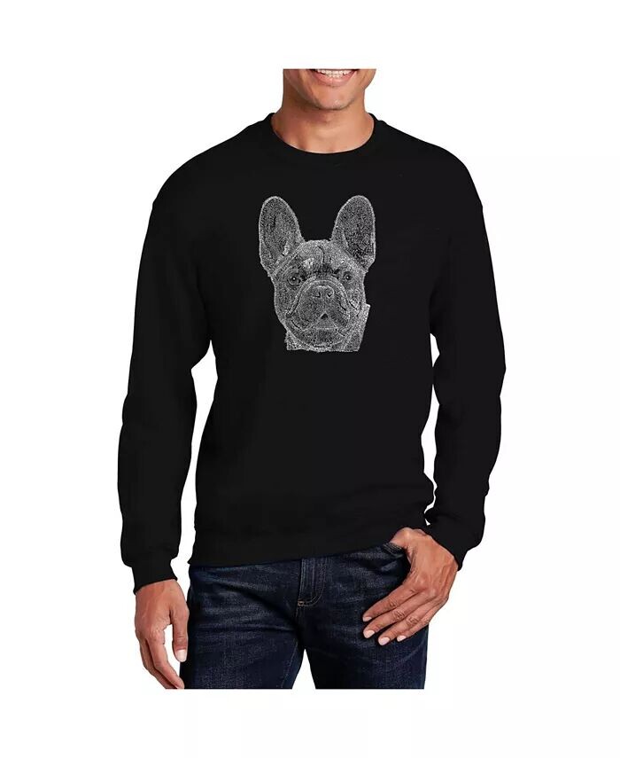 

Мужская толстовка с круглым вырезом Word Art French Bulldog LA Pop Art, черный