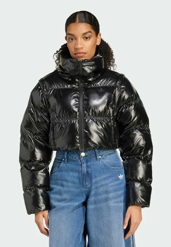 Глянцевая укороченная зимняя куртка essentials 2-в-1 Adidas Originals, Black