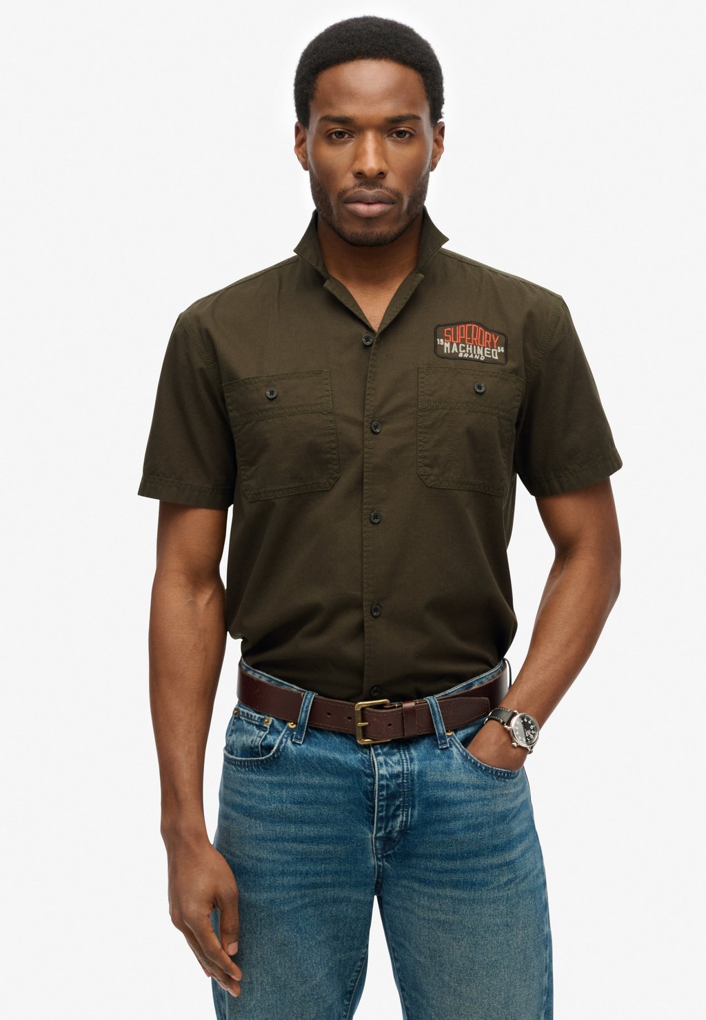 

Рубашка SHORT SLEEVE MECHANIC Superdry, зеленый