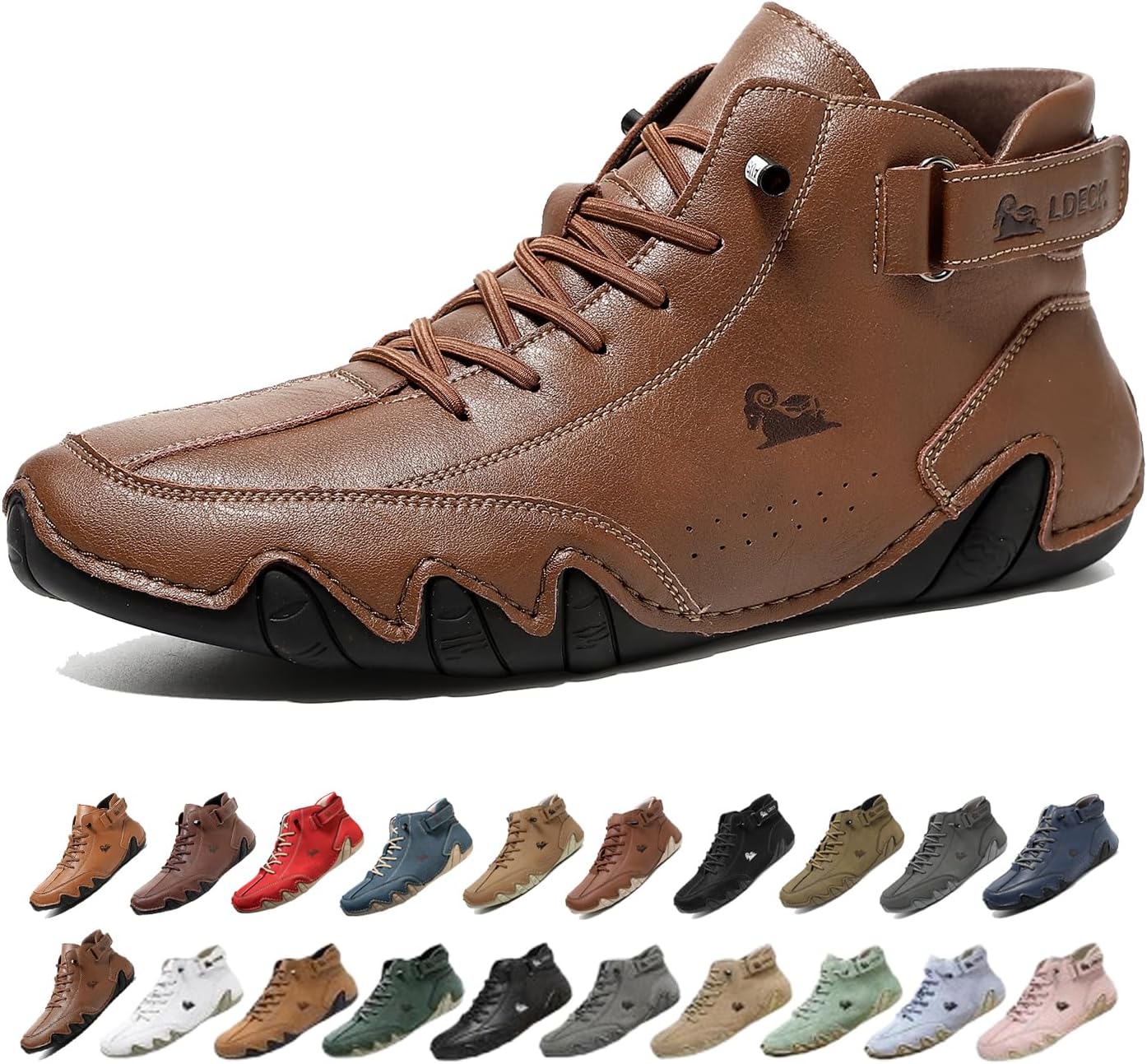 

Мужские водонепроницаемые дышащие высокие ботинки-чукка ручной работы, нескользящие, для походов, вождения, кемпинга, легкие босоножки на все сезоны Generic, коричневый