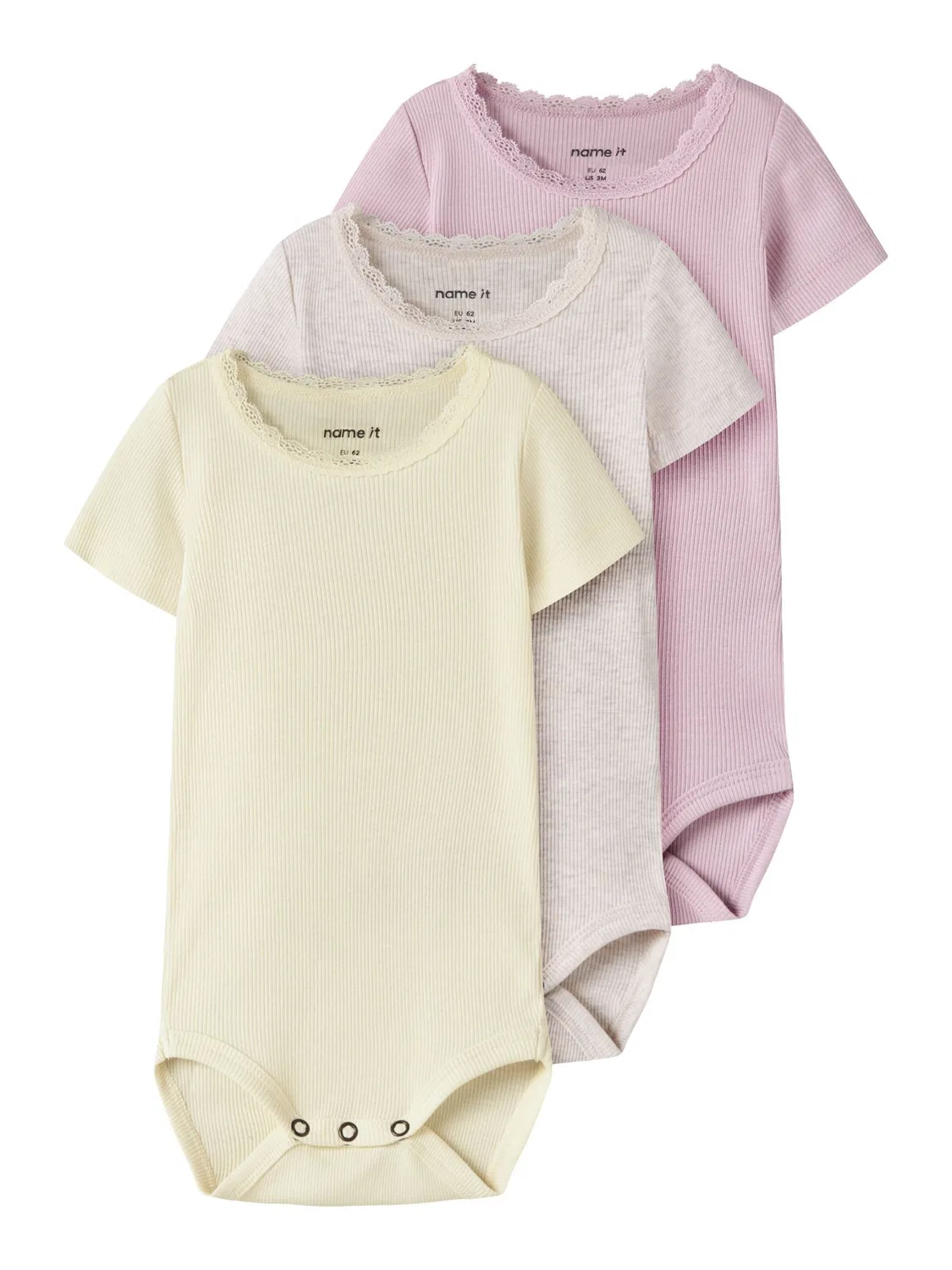Комбинезон/Боди Name It, Light Yellow/Rose/Mottled White