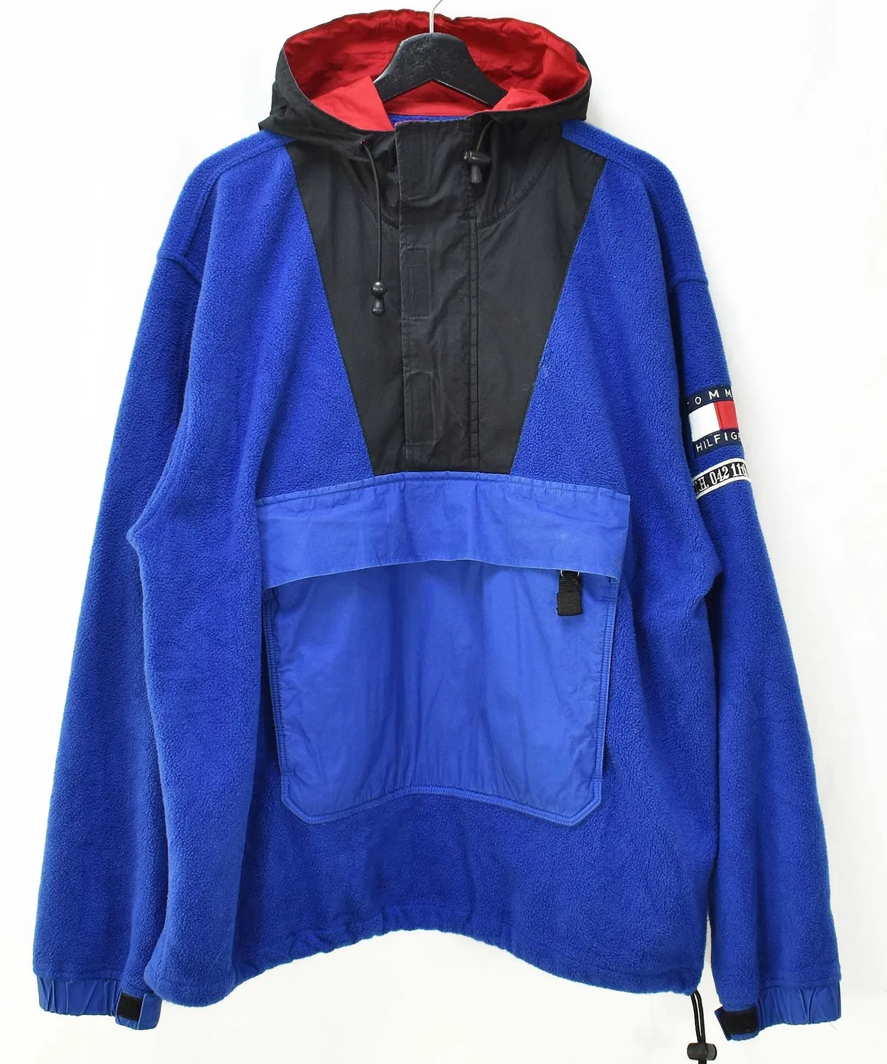 Винтажная флисовая куртка-анорак Tommy Hilfiger, сине-черная, размер M — фото 3