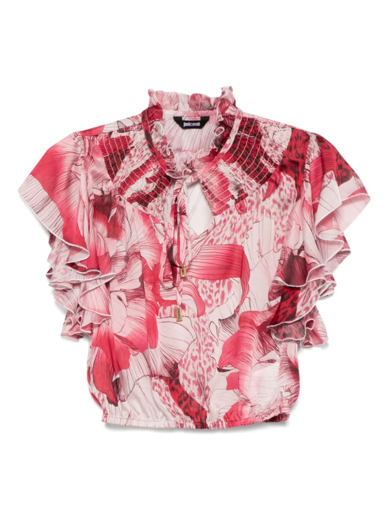 

Шифоновая блузка с цветочным принтом Just Cavalli, красный