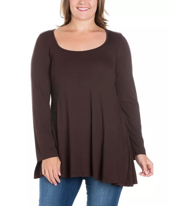 

Женская туника больших размеров Poised Swing Top 24seven Comfort Apparel, коричневый