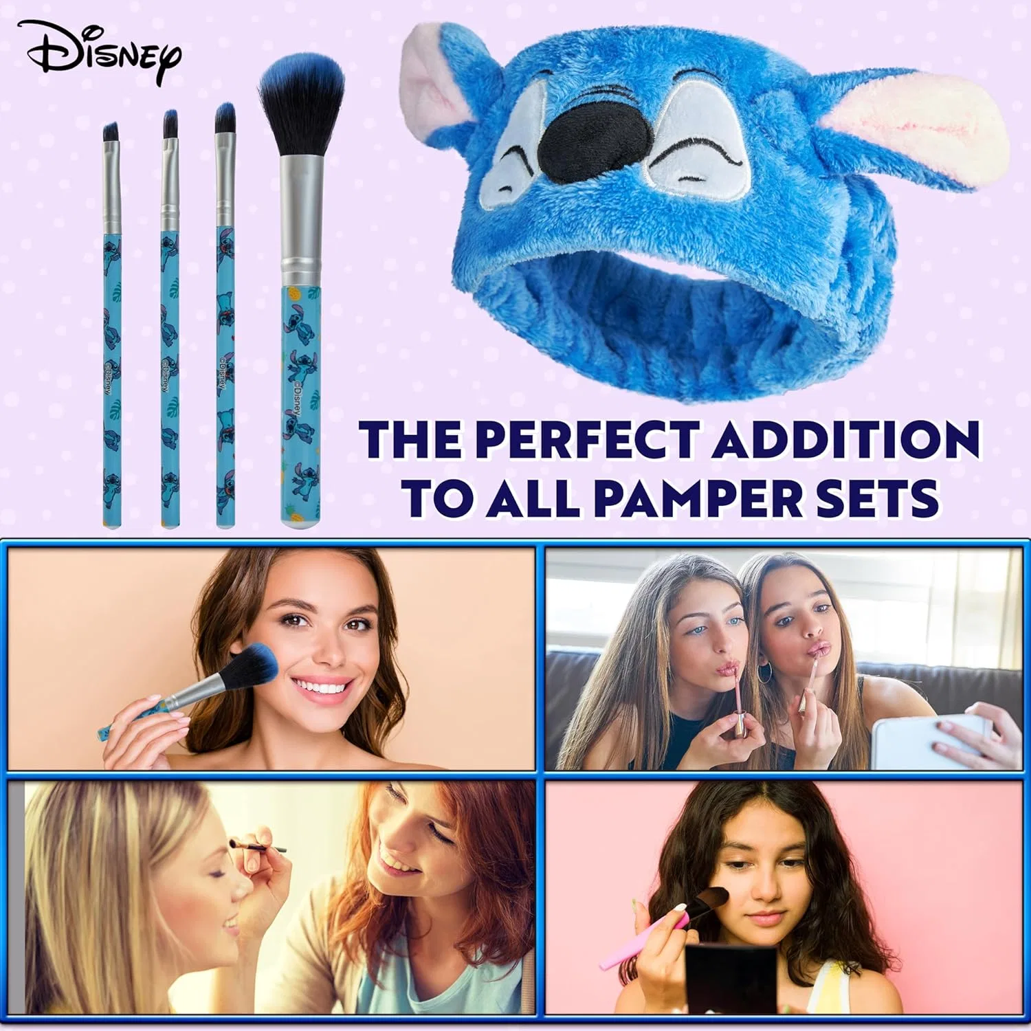 Набор кистей для макияжа Disney Lilo and Stitch с повязкой и чехлом Disney, Blue — фото 4