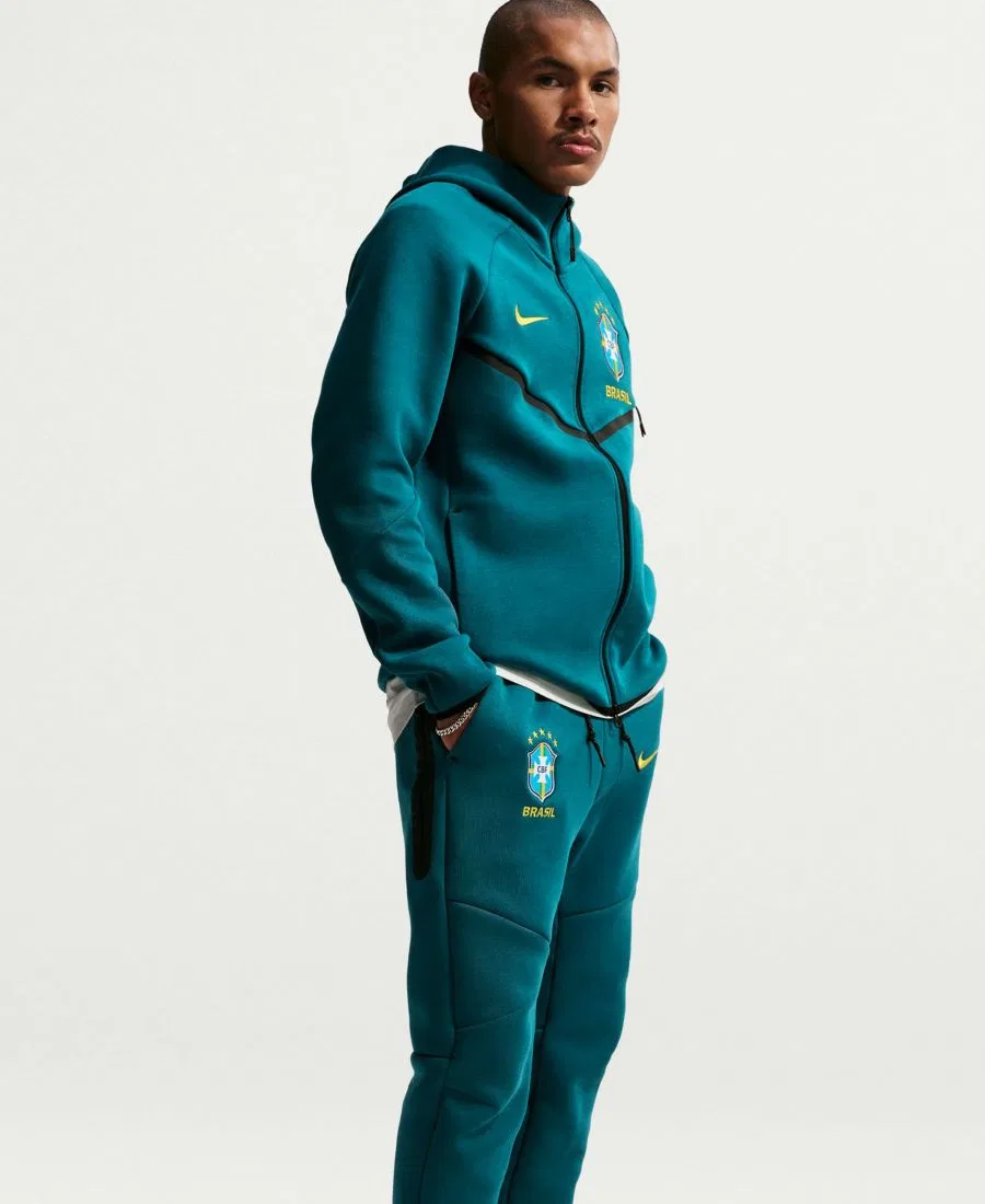 Спортивные брюки из флиса Brazil Soccer Tech Nike, бирюзовый/золотой — фото 3