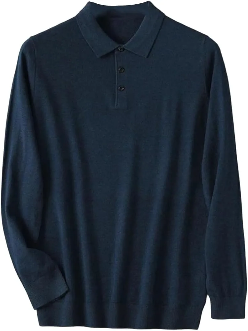 

Мужской свитер из мериносовой шерсти с воротником-поло, теплый и мягкий REHJJDFD