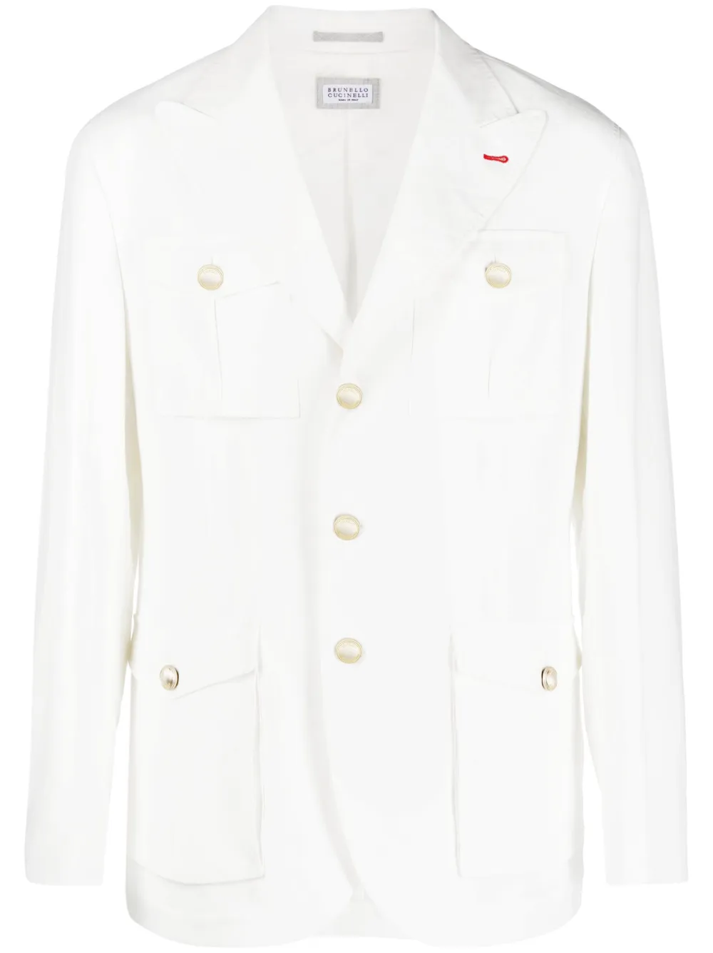 

Льняной пиджак с карманами Brunello Cucinelli, белый