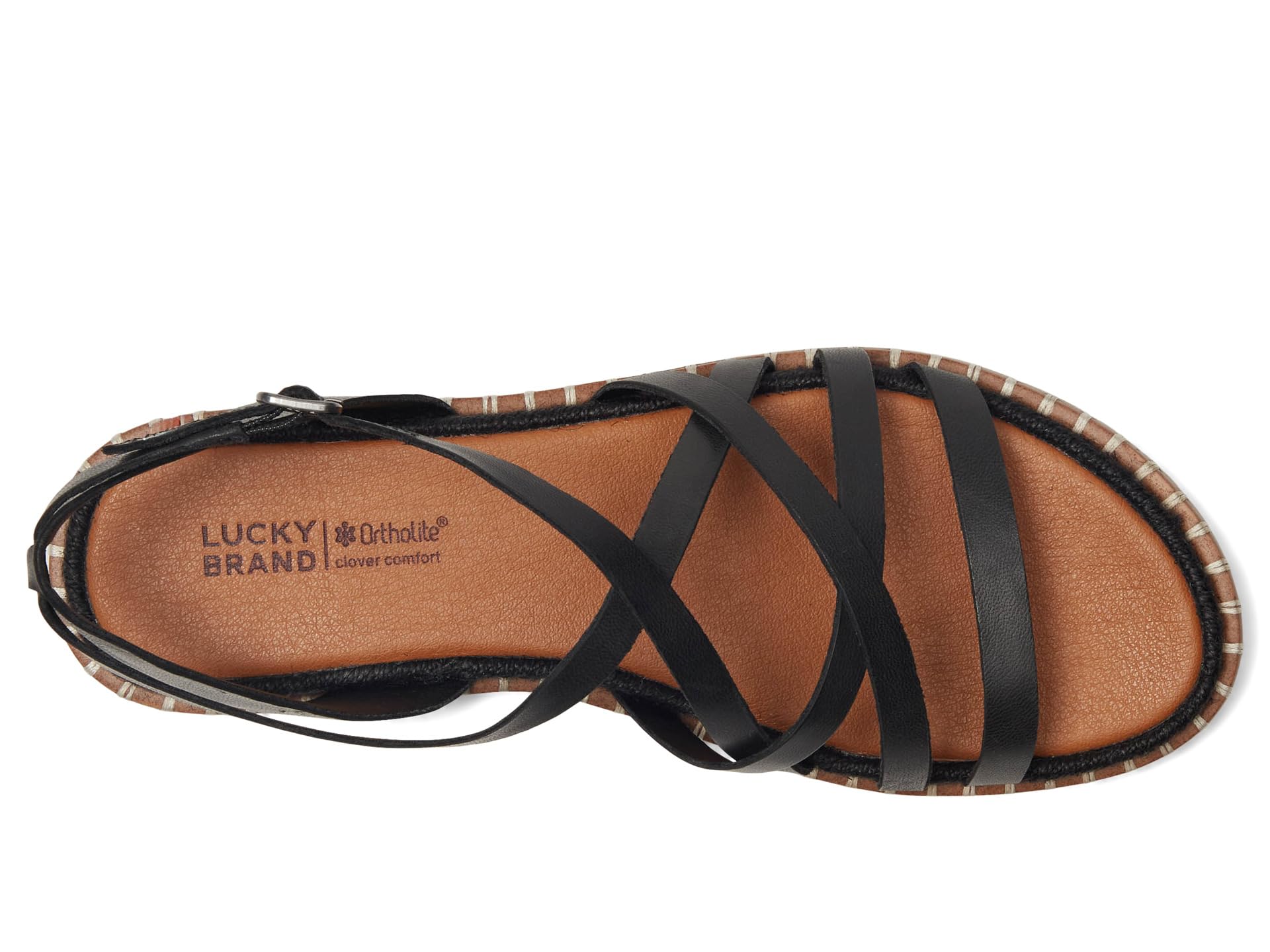 Сандалии Lucky Brand Kielly Cross Strap Flat Sandals, черный — фото 2