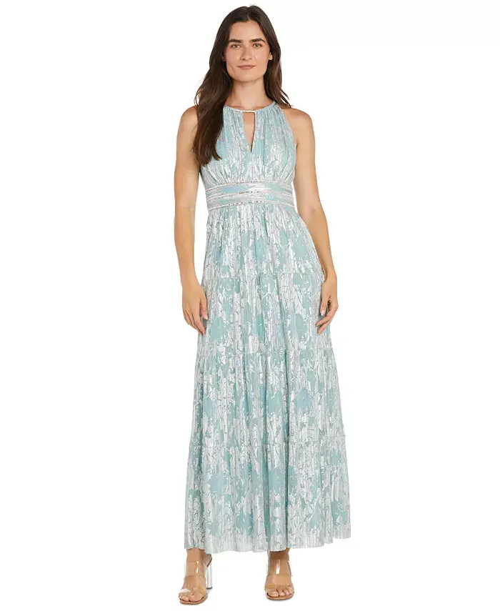 

Женское платье-халат с ярусами и фольгированным принтом R & M Richards, зеленый