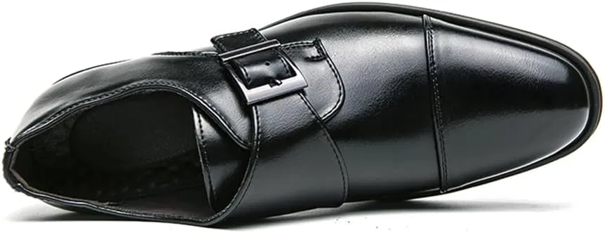 Лоферы мужские из кожзама, Monk Strap Loafers, Black Abborora — фото 3
