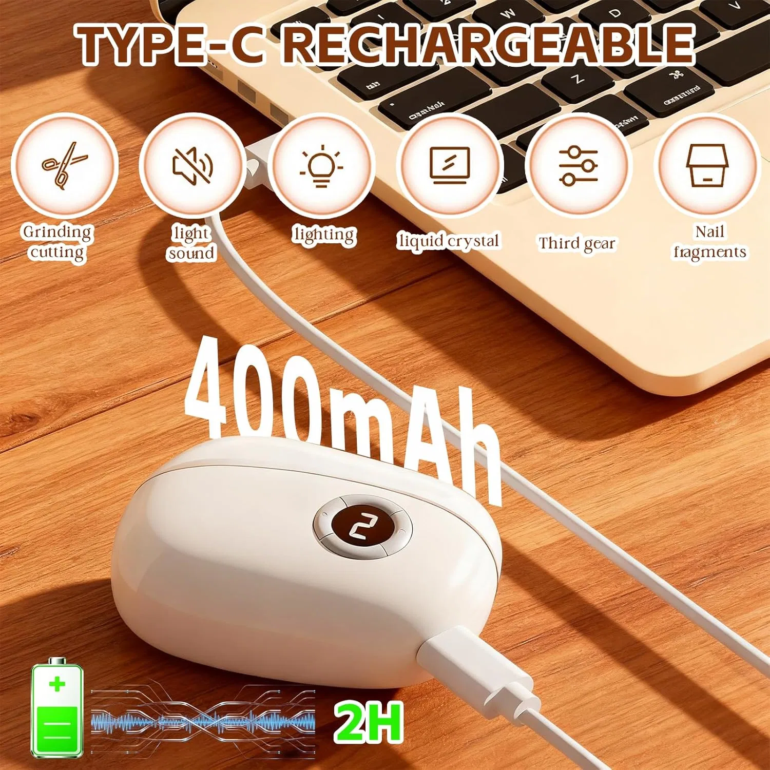 Электрические кусачки для ногтей 3-в-1 с LED-подсветкой и LCD-дисплеем Ahydfsr — фото 3