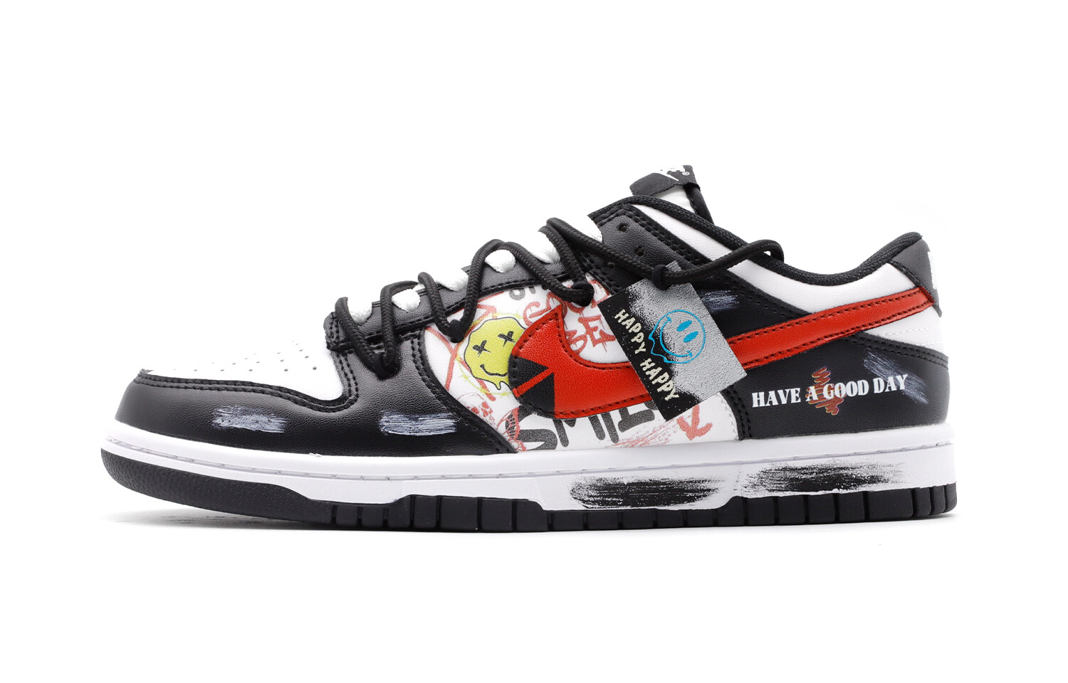 

Кроссовки Nike Dunk Skateboarding Shoes Men Low-top Black/White/Red, черный/белый
