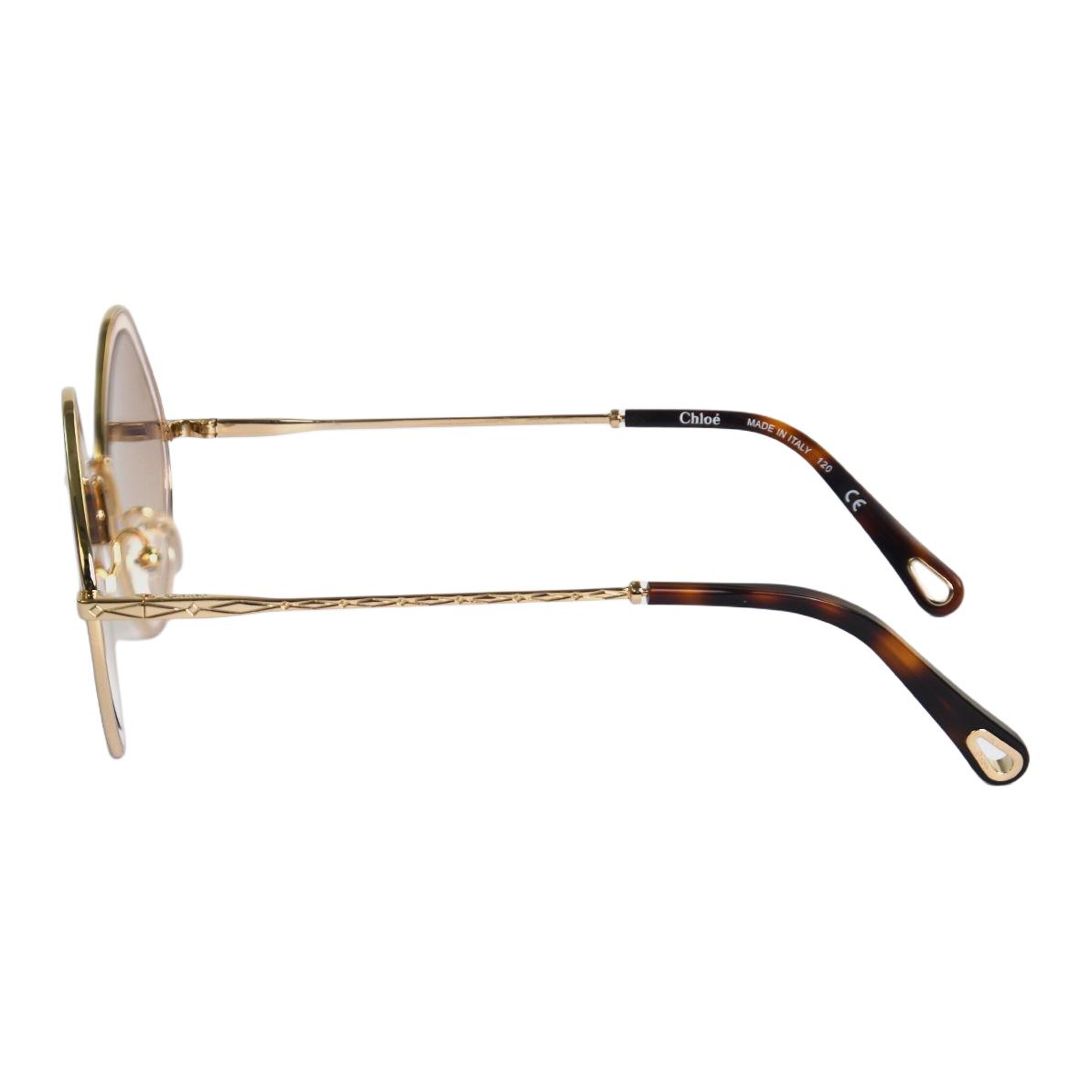 Chloé Chloe Metal Irregular Shape Sunglasses Unisex Gold/Tortoiseshell/Orange/Beige — фото 4
