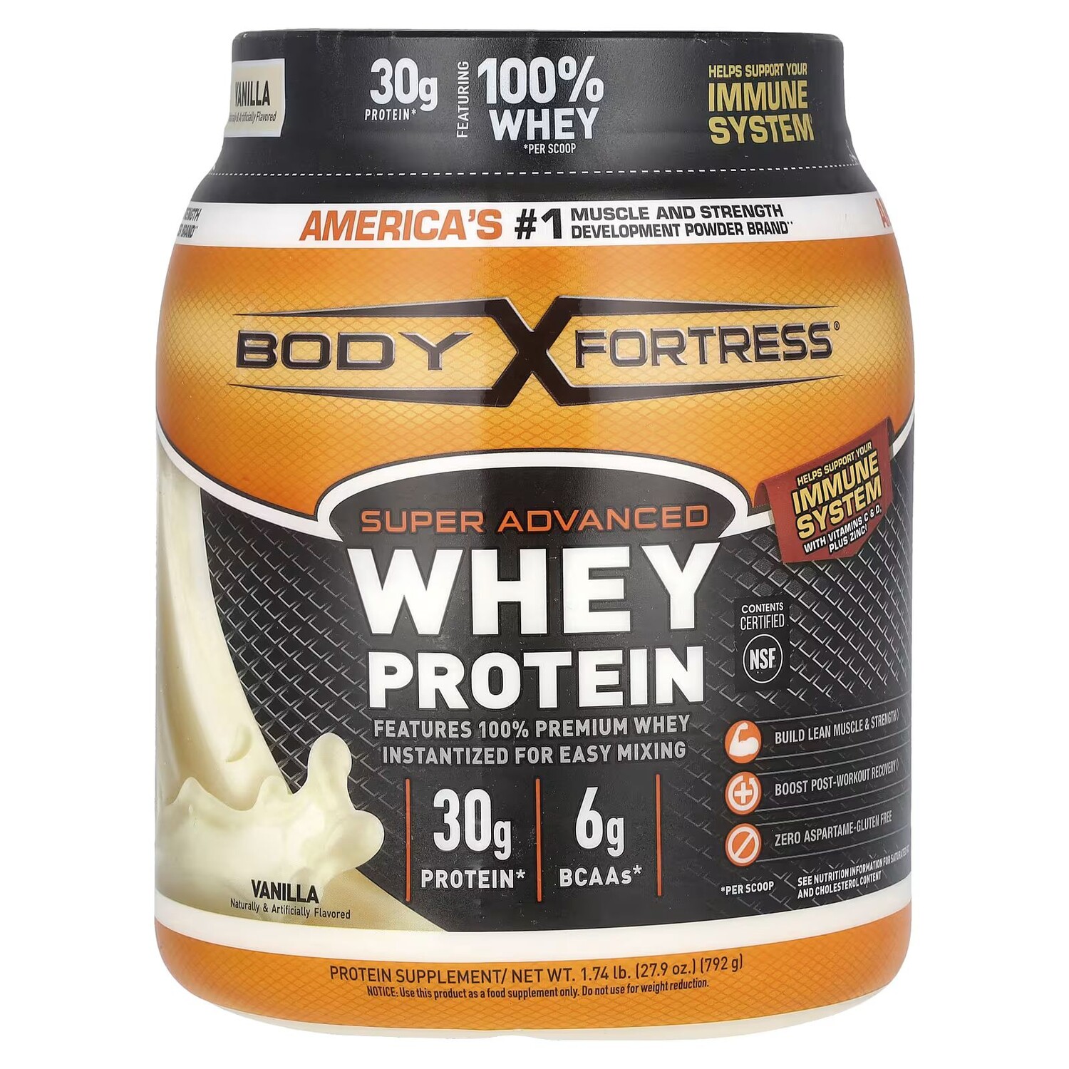 

Super Advanced Whey Protein, ваниль, 1,74 фунта (792 г) Body Fortress