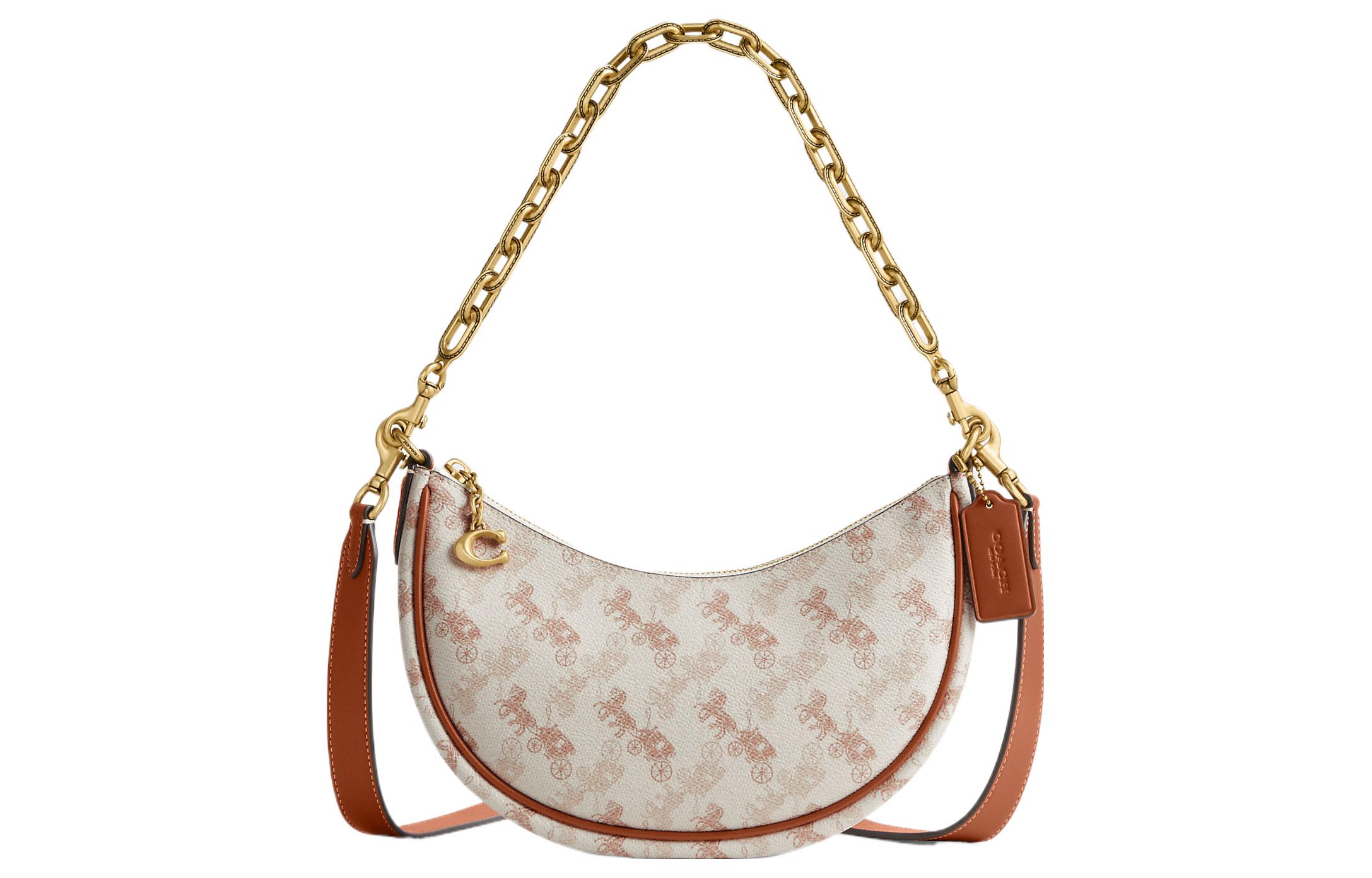 

Сумка через плечо Mira Canvas с телячьей кожей Coach Chalk Polished Amber