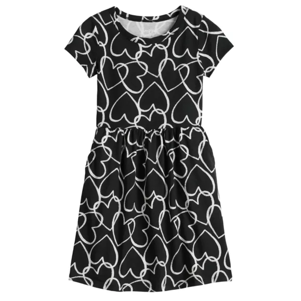 

Платье для девочек 4-12 лет с адаптивным кроем Jumping Beans, цвет heart doodle black