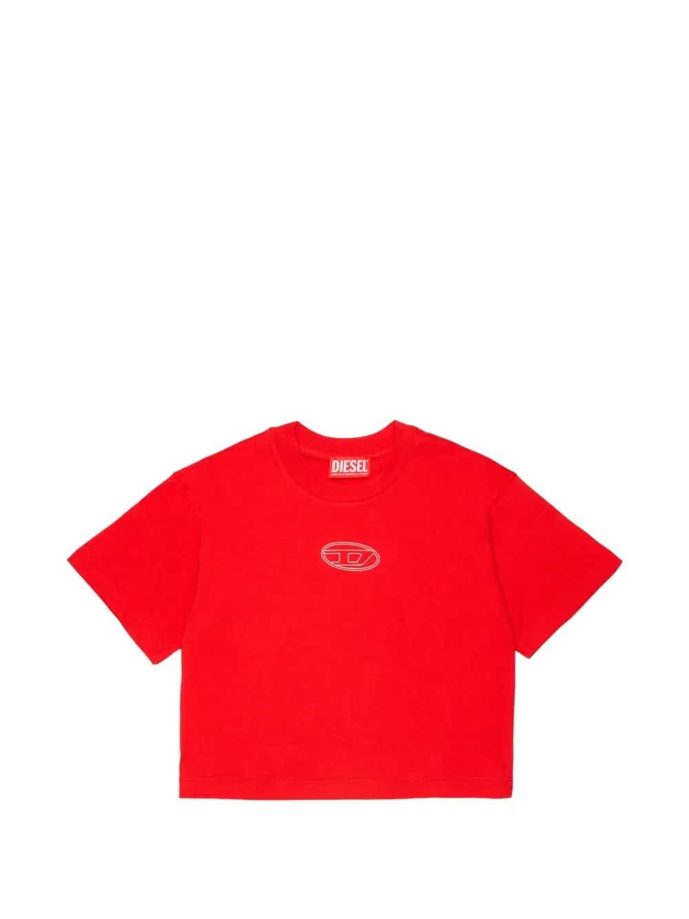 Укороченная футболка с вышитым логотипом Oval D Diesel Kids, красный