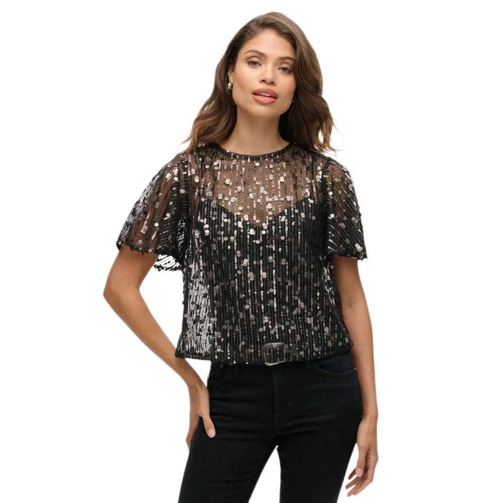 

Футболка Superdry Sheer Short Sleeve Sequin, черный