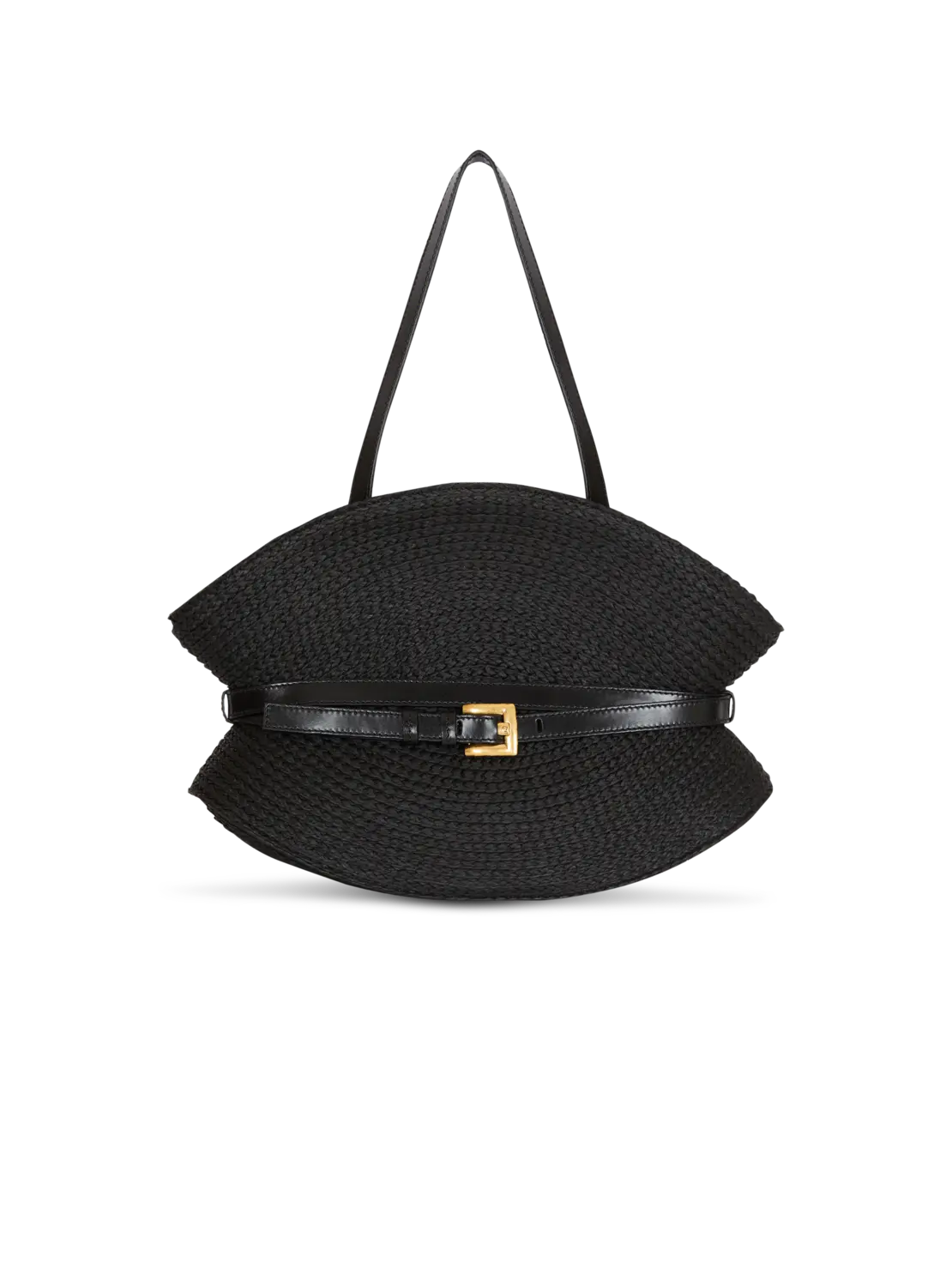 

Сумка Shuffle Medium из телячьей кожи и рафии Balmain, черный