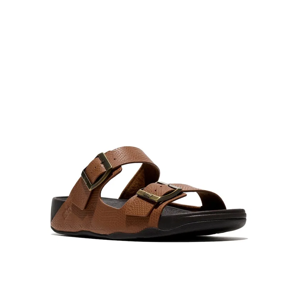 Мужские слайды Gogh Mock с тиснёной кожей и пряжкой цвета Deep Tan от Fitflop — фото 2