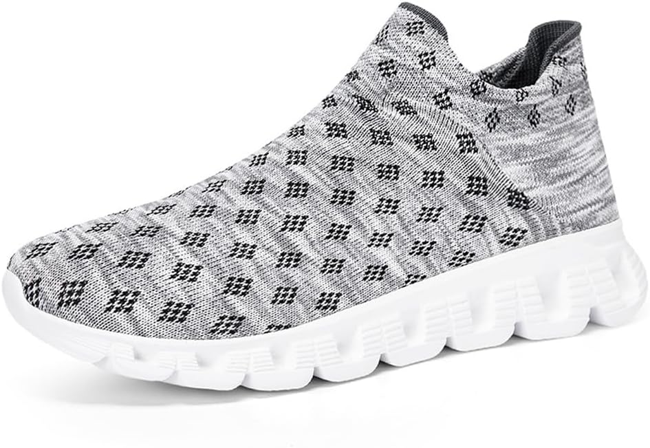 

Унисекс легкие слипоны с сетчатой мягкой верхней частью, дышащие кроссовки для фитнеса, гимнастики и ходьбы Welrung, белый/серый