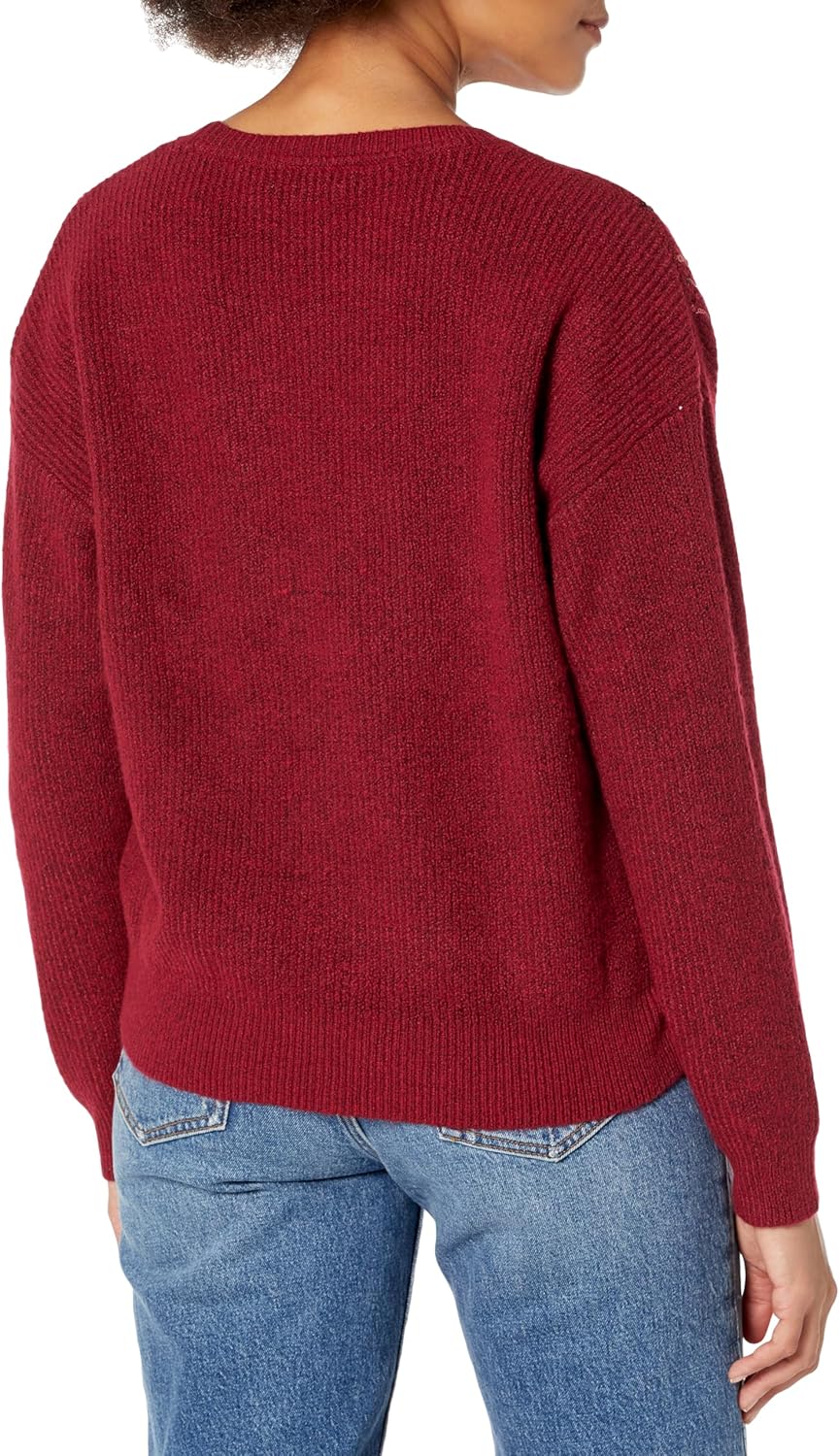 Женский свитер Calvin Klein с круглым вырезом и длинными рукавами и пайетками, Cranberry — фото 2