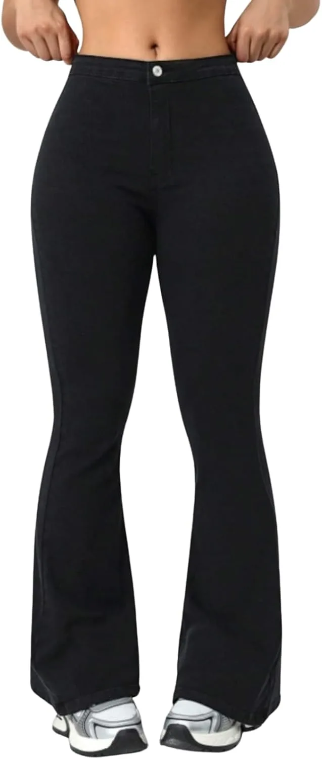 

Джинсы для женщин Curvy Bell Bottom High Waisted Flare Bootcut BYNNIC