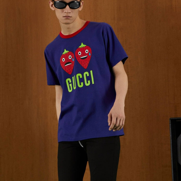 Футболка унисекс Gucci, хлопковый материал, синий — фото 4