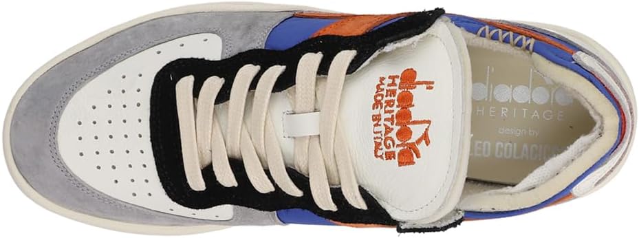 Мужские кроссовки Diadora Mi Basket Row Cut Milk Breakfast на шнуровке, повседневные - серые, разноцветные — фото 4