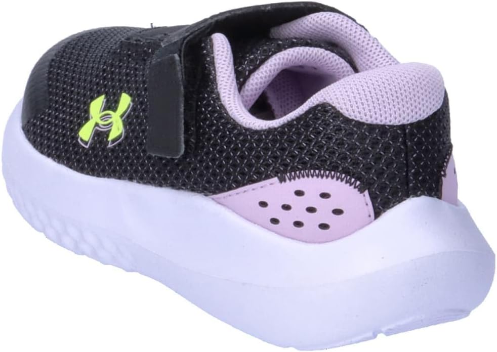 Детские кроссовки Under Armour Baby Girls' Surge 4 с альтернативной застежкой, (001) Black/Purple Ace/High Vis Yellow — фото 4