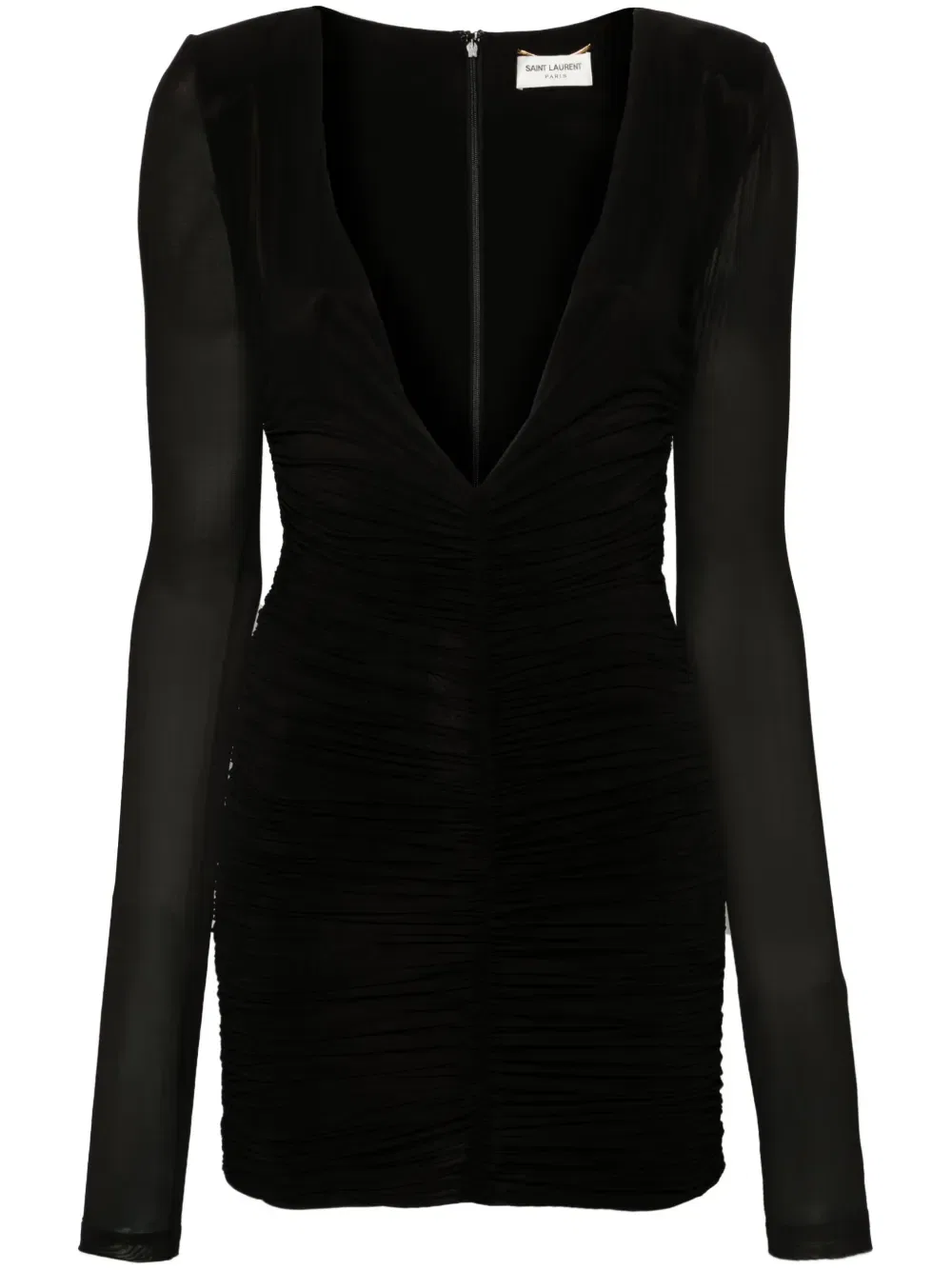 Мини-платье с драпировкой Saint Laurent, черный