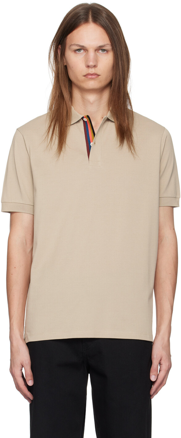 

Поло с полосками и планкой Artist Paul Smith, Tan