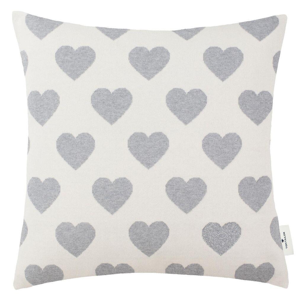 

Чехол на декоративную подушку Tom Tailor без наполнения Сердечки серый размер 45х45см