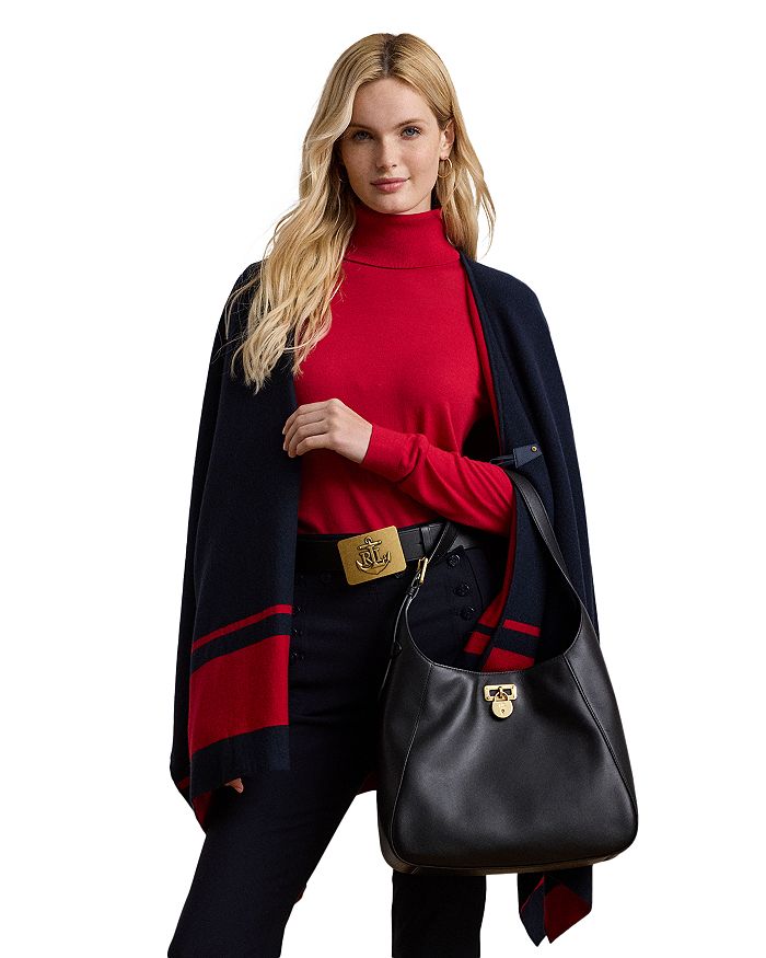 

Двухцветное пончо с интарсией Ralph Lauren, синий