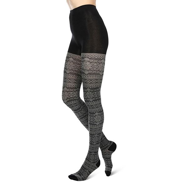 

Колготки с новогодним узором в виде снежинок из хлопковой смеси Memoi, Black