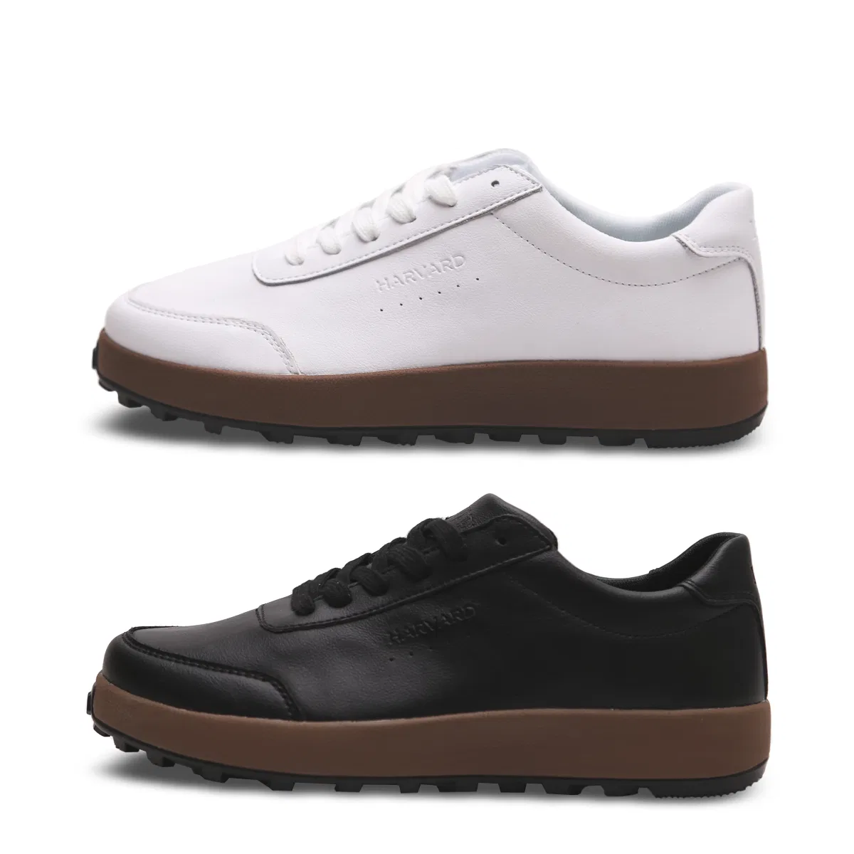 Унисекс кожаные повседневные низкие кеды Harvard Shoes Accra чёрные и белые от Colemanshoes