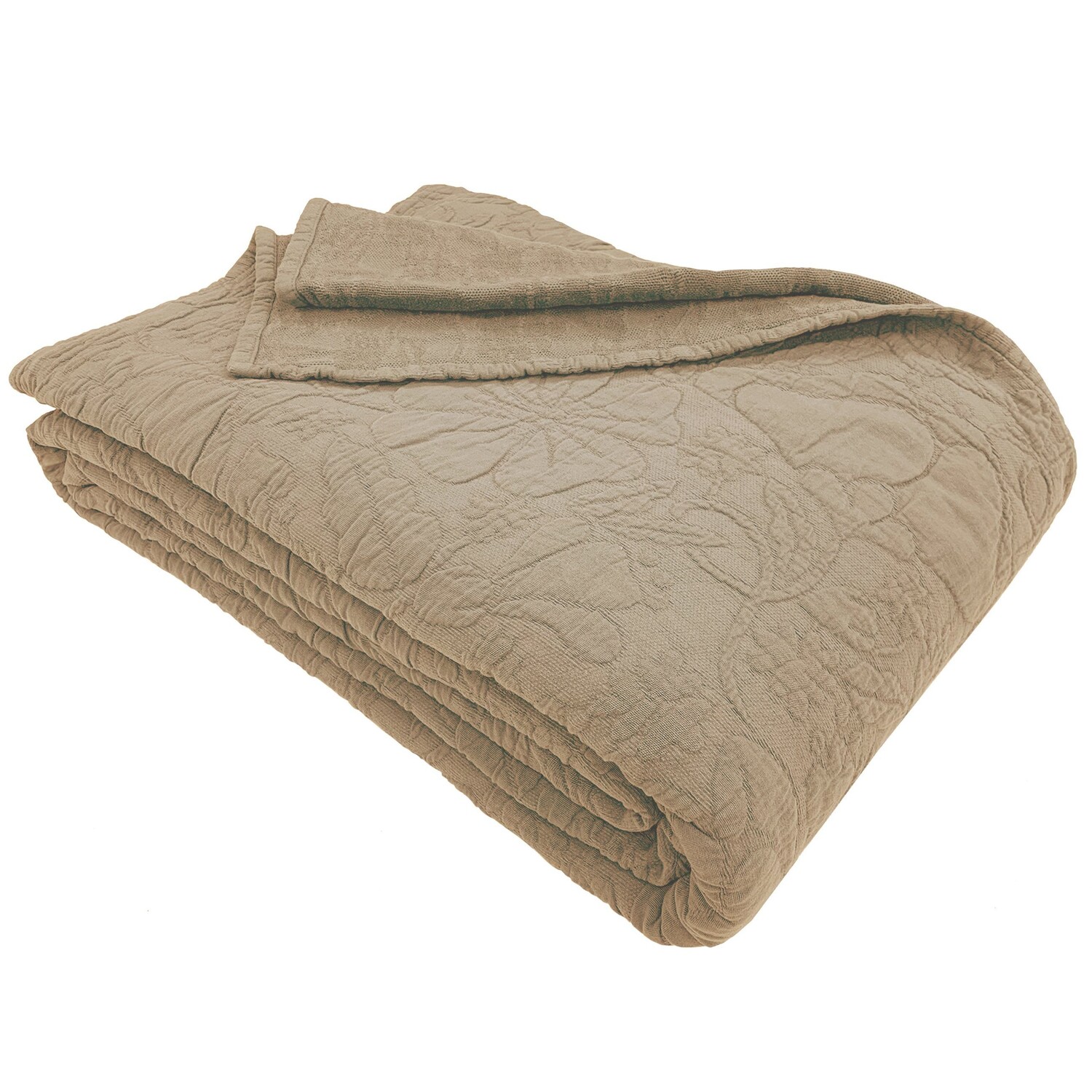

Однотонное жаккардовое хлопковое покрывало StoneWashed с цветочным рисунком - Triptree Bianca, крот, односпальный