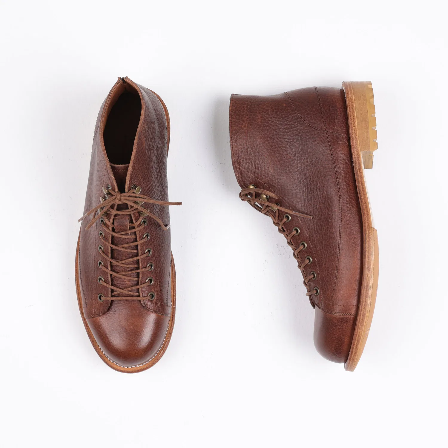 Мужские ботинки-монки 905 Goodyear Welt из шагреневой масляной кожи, коричневые, от Brenowelt — фото 4
